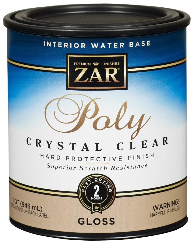 ZAR Aqua ZAR 32412 Polyurethane, Gloss, Liquid, Crystal Clear, 1 qt, Can PAINT ZAR   