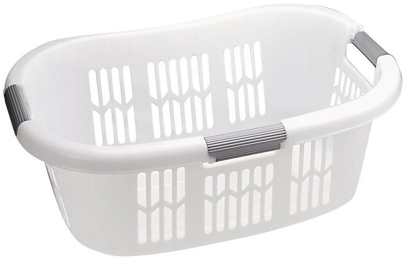 RUBBERMAID Rubbermaid Hip-Hugger FG299787WHT Laundry Basket, 1.5 bu Capacity, Plastic, White, 1-Compartment HOUSEWARES RUBBERMAID