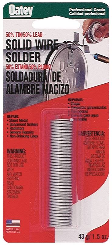 OATEY Oatey 53010 Leaded Wire Solder, 1 oz Carded, Solid, Silver, 361 to 421 deg F Melting Point TOOLS OATEY