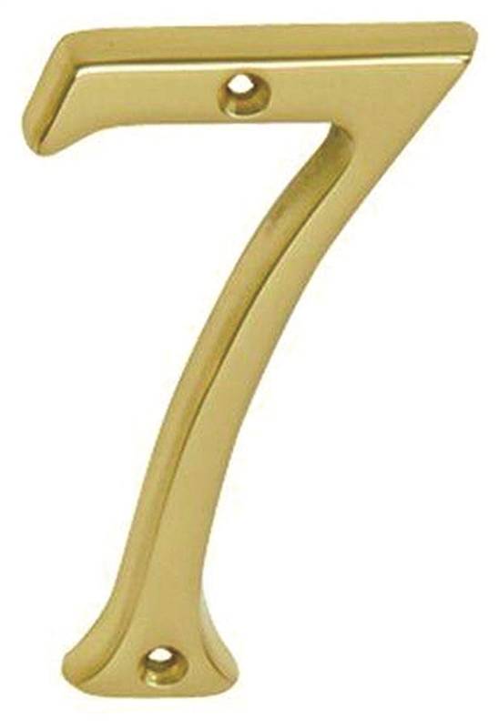 SCHLAGE BUILDERS HARDWARE Schlage SC2-3076-605 #7 House Number, Character: 7, 4 in H Character, Brass Character, Solid Brass HARDWARE & FARM SUPPLIES SCHLAGE BUILDERS HARDWARE