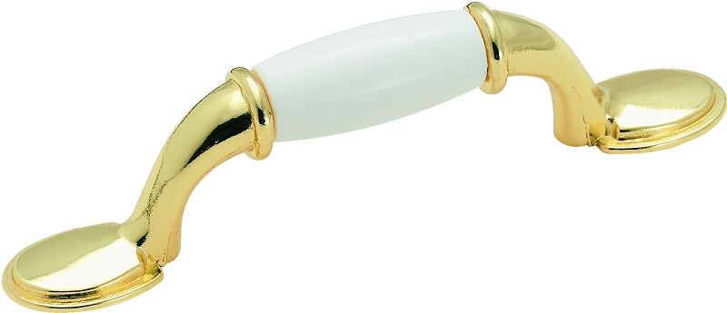 AMEROCK Amerock 245WPB Cabinet Pull, 5-1/16 in L Handle, 1-5/16 in Projection, Plastic/Zinc, Polished Brass HARDWARE & FARM SUPPLIES AMEROCK