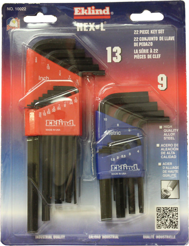 EKLIND Eklind 10022 Hex Key Combo Set, 22-Piece, Black