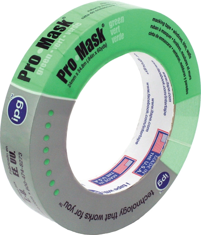 INTERTAPE POLYMER IPG 5803-1 Masking Tape, 60 yd L, 0.94 in W, 5.9 mil Thick, Crepe Paper/Synthetic Rubber Backing, Light Green PAINT INTERTAPE POLYMER