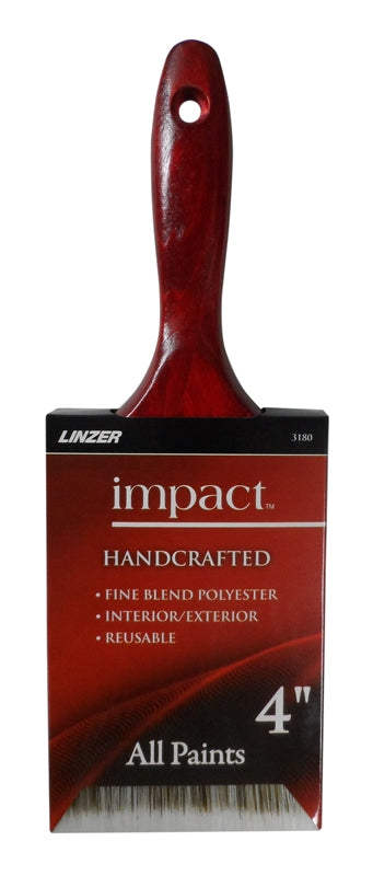 LINZER Linzer 3180-4 Paint Brush, Natural/Sable Brown, Wood Handle, 4 in W, 3-1/2 in L Bristle, Polyester Bristle PAINT LINZER
