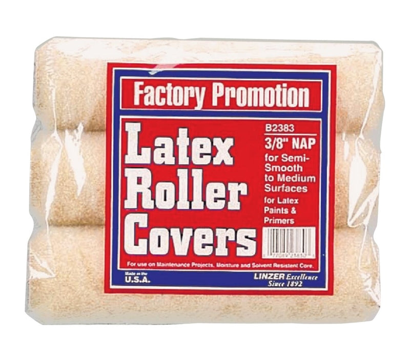 LINZER Linzer B2383 Roller Cover, 3/8 in Thick Nap, Polyester Cover, 12/PK PAINT LINZER