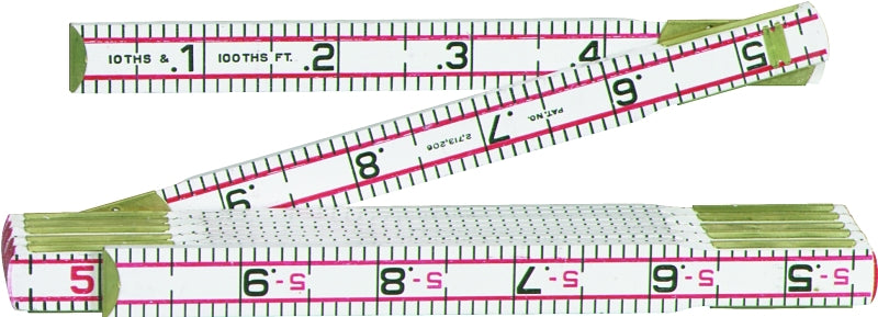 LUFKIN Crescent Lufkin Red End Series 1066DN Engineer's Scale Rule, Regular, 1/10ths, 1/100ths, Feet Graduation, Wood, White
