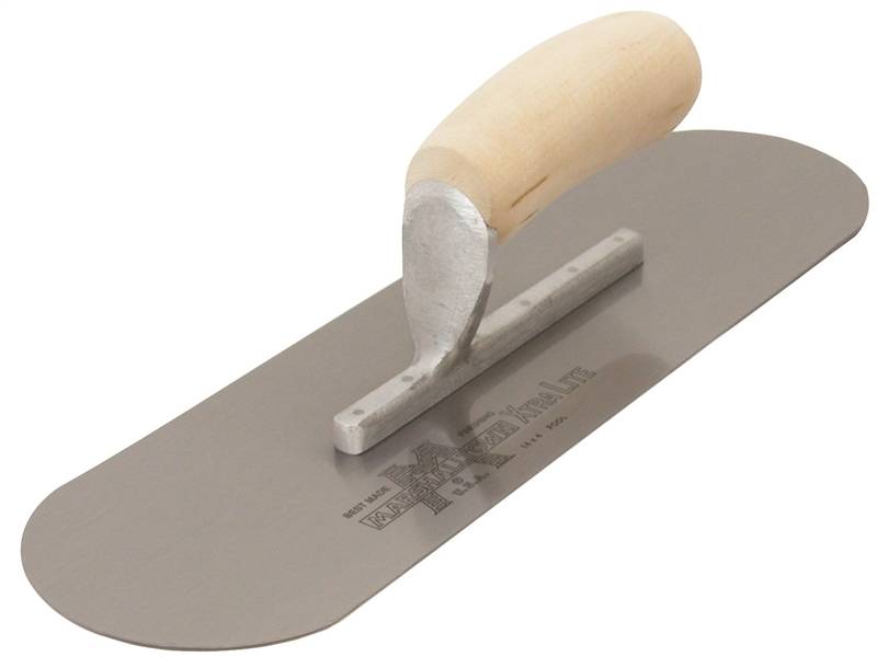 MARSHALLTOWN Marshalltown SP16 Pool Trowel, Hardened Steel Blade, Curved Handle, Wood Handle, 4-1/2 in OAW
