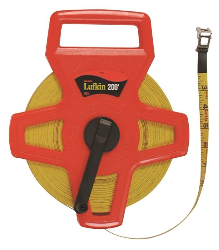 LUFKIN Crescent Lufkin FE150/1707 Tape Measure, 150 ft L Blade, 1/2 in W Blade, Fiberglass Blade, ABS Case, Orange Case