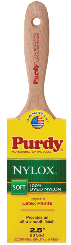 PURDY Purdy 144380225 Paint Brush, 2-1/2 in W, Flat Brush, 2-15/16 in L Bristle, Nylon Bristle, Beaver Tail Handle PAINT PURDY