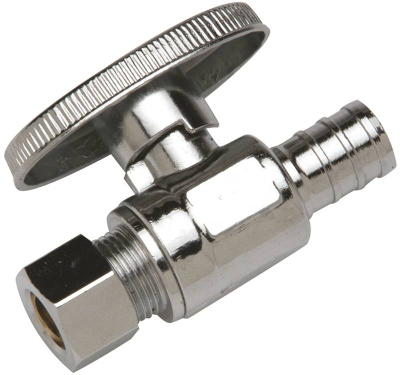 APOLLO Apollo APXVS1238C Stop Valve, 1/2 x 3/8 in Connection, PEX Barb x Compression, Brass Body, 180 deg F, Chrome PLUMBING, HEATING & VENTILATION APOLLO