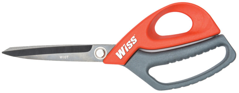 WISS Crescent Wiss W10T All-Purpose Scissor, 10 in OAL, 4 in L Cut, Stainless Steel Blade, Ring Handle, Gray/Red Handle HOUSEWARES WISS   