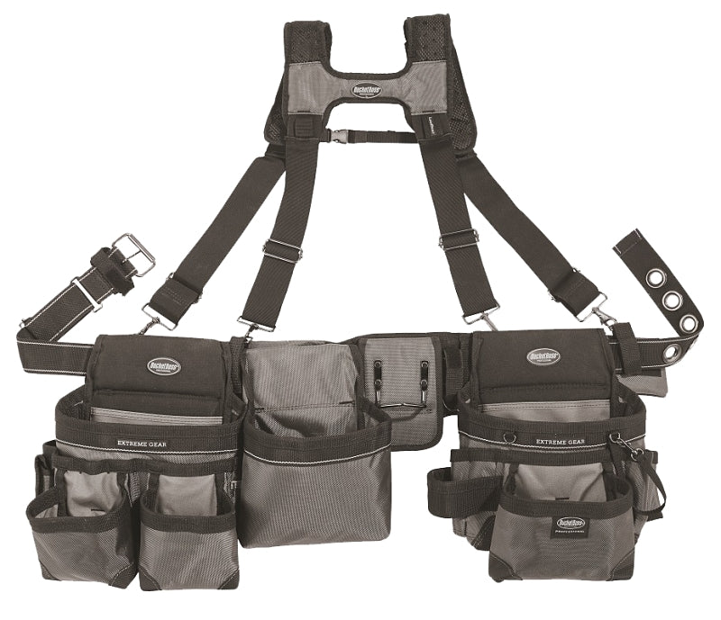 BUCKET BOSS Bucket Boss 55135 Mullet Buster Suspension Rig, 52 in Waist, Poly Fabric, Gray, 29-Pocket TOOLS BUCKET BOSS