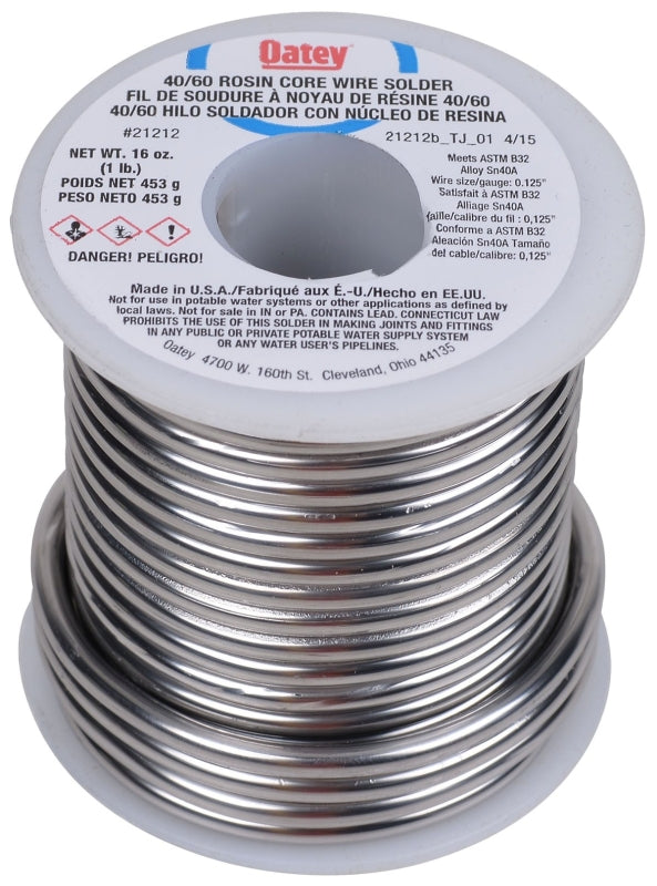 OATEY Oatey 21212 Rosin Core Wire Solder, 1 lb, Solid, Silver, 361 to 460 deg F Melting Point TOOLS OATEY