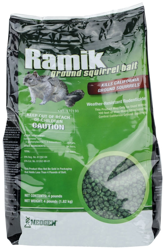 RAMIK Ramik 116352 Ground Squirrel Bait, Pellet, Characteristic, Mild, Green, 4 lb Pouch LAWN & GARDEN RAMIK
