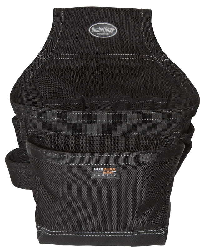 BUCKET BOSS Bucket Boss 57200 Ballistic Carpenter's Pouch, 12-Pocket, Fabric, Black, 12 in W, 12 in H, 7 in D TOOLS BUCKET BOSS