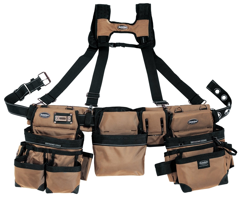 BUCKET BOSS Bucket Boss 55185-TN Framer's Rig, 52 in Waist, Poly Fabric, Tan, 29-Pocket TOOLS BUCKET BOSS