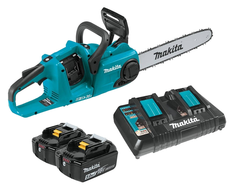 MAKITA Makita XCU03PT Chainsaw Kit, Battery Included, 5 Ah, 18 V, Lithium-Ion, 4 in Cutting Capacity, 14 in L Bar, 3/8 in Pitch OUTDOOR LIVING & POWER EQUIPMENT MAKITA   