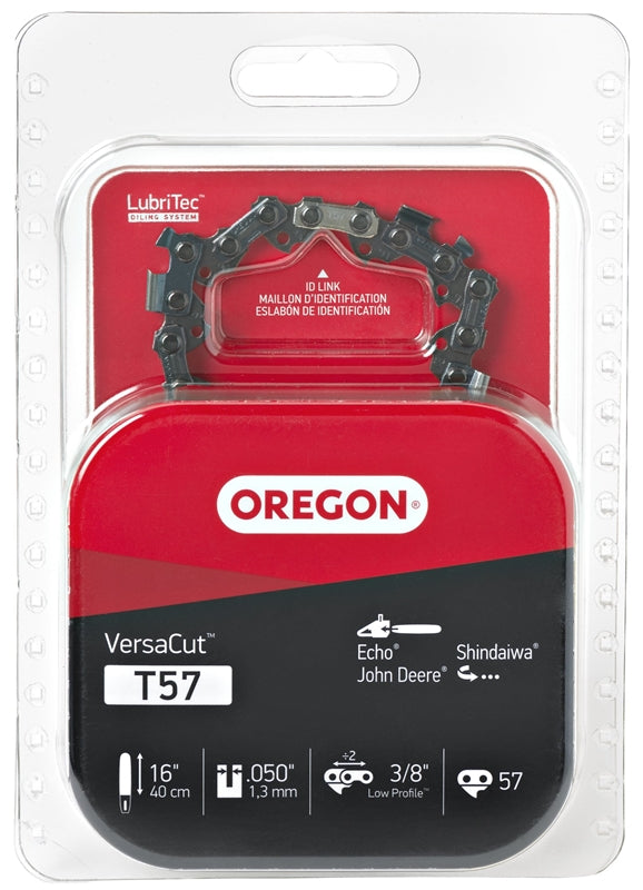 OREGON Oregon VersaCut T57 Chainsaw Chain, 16 in L Bar, 0.05 Gauge, 3/8 in TPI/Pitch, 57-Link OUTDOOR LIVING & POWER EQUIPMENT OREGON