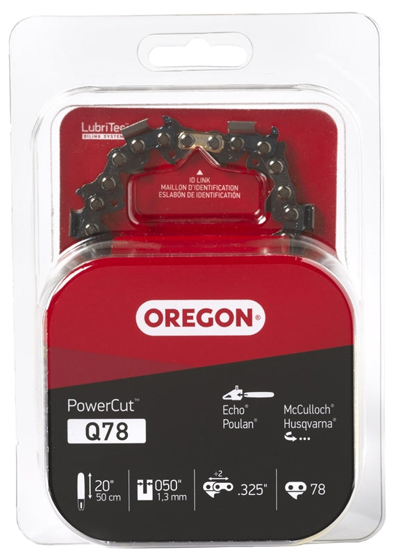 OREGON Oregon PowerCut Q78 Chainsaw Chain, 20 in L Bar, 0.05 Gauge, 0.325 in TPI/Pitch, 78-Link OUTDOOR LIVING & POWER EQUIPMENT OREGON