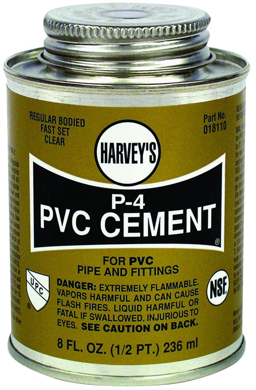 HARVEY Harvey 18110-24 Regular-Bodied Fast Set Cement, 8 oz Can, Liquid, Clear PLUMBING, HEATING & VENTILATION HARVEY