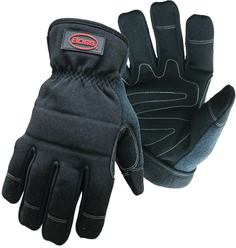 BOSS MFG Boss 5207X Utility Gloves, XL, Wing Thumb, Fleece, Black CLOTHING, FOOTWEAR & SAFETY GEAR BOSS MFG