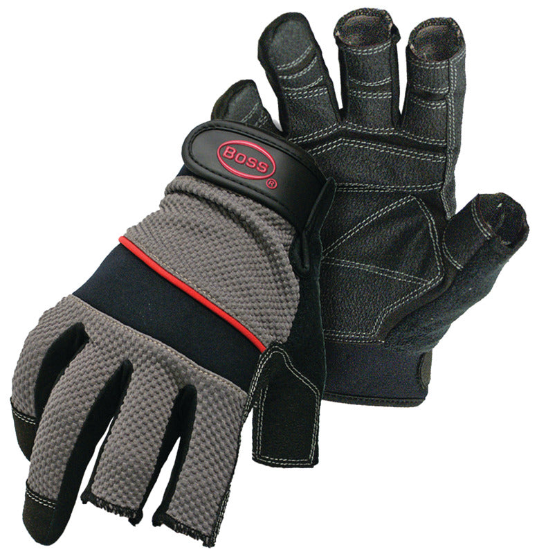 BOSS MFG Boss 5201L Carpenter Gloves, L, Shortened Thumb, Wrist Strap Cuff, PVC CLOTHING, FOOTWEAR & SAFETY GEAR BOSS MFG