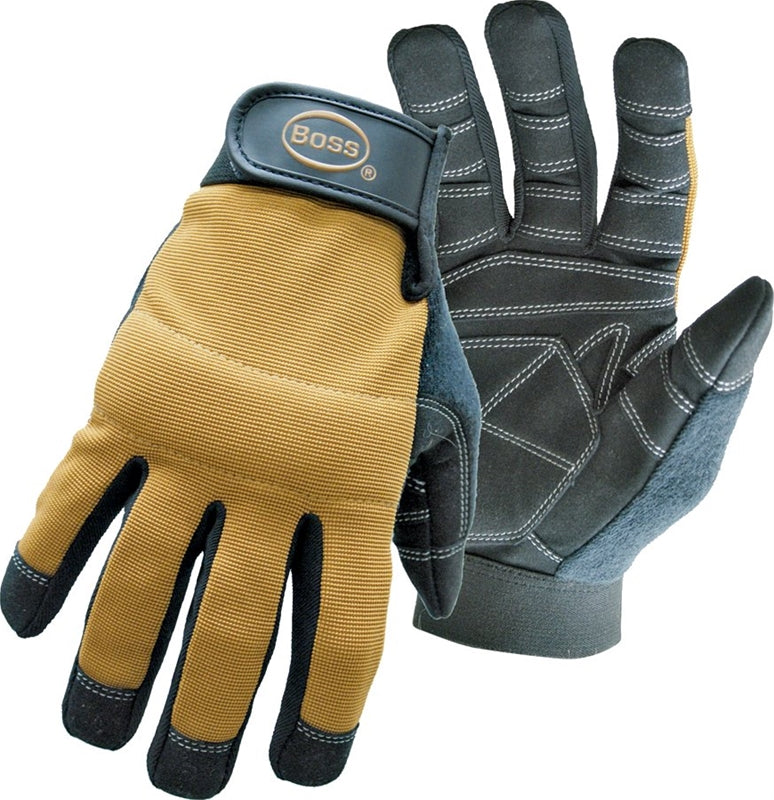 BOSS MFG Boss 5206M Utility Mechanic Gloves, M, Sweat Wipe Thumb, Hook-and-Loop Cuff, Poly/Spandex/Synthetic Leather CLOTHING, FOOTWEAR & SAFETY GEAR BOSS MFG