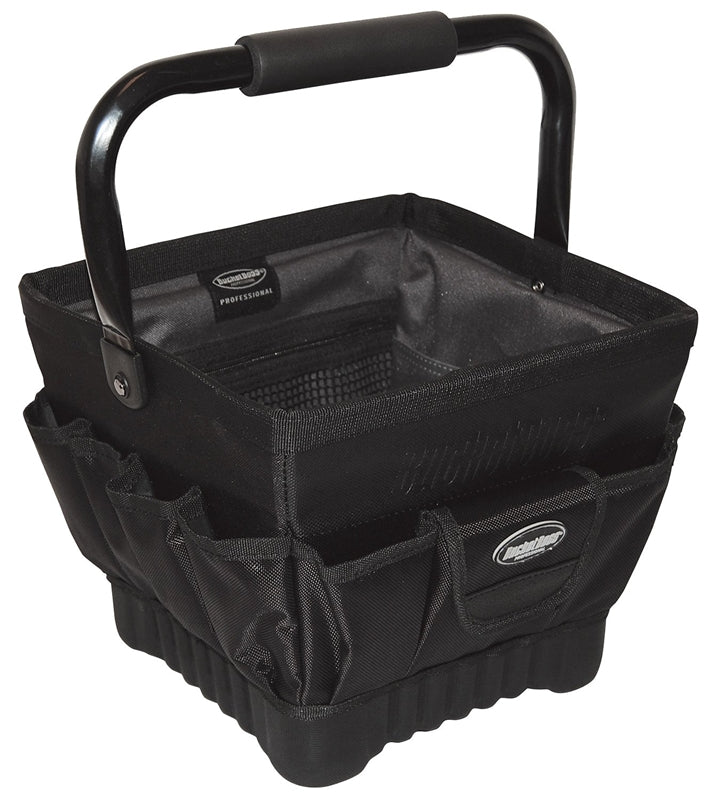 BUCKET BOSS Bucket Boss Professional Series 74012 Tool Tote, 11 in W, 11 in D, 10 in H, 20-Pocket, Poly Fabric, Black TOOLS BUCKET BOSS