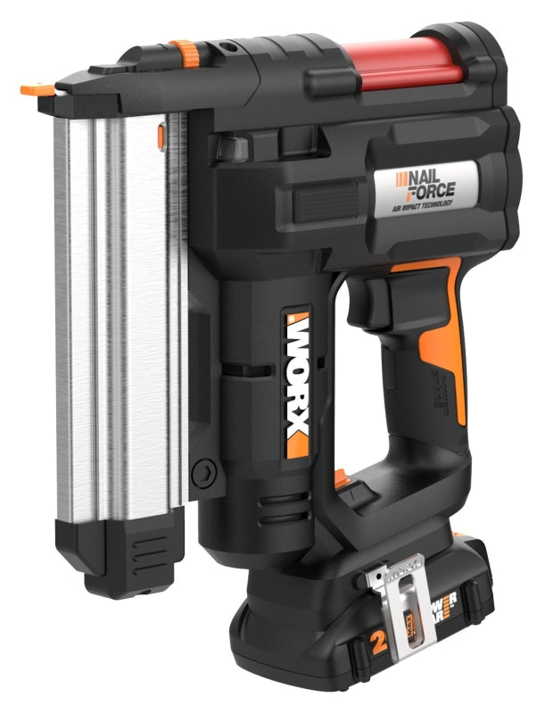 WORX Worx WX840L Brad Nailer Gun Kit, Battery Included, 20 V, 2 Ah, 18 ga Magazine, 18 ga Nail TOOLS WORX