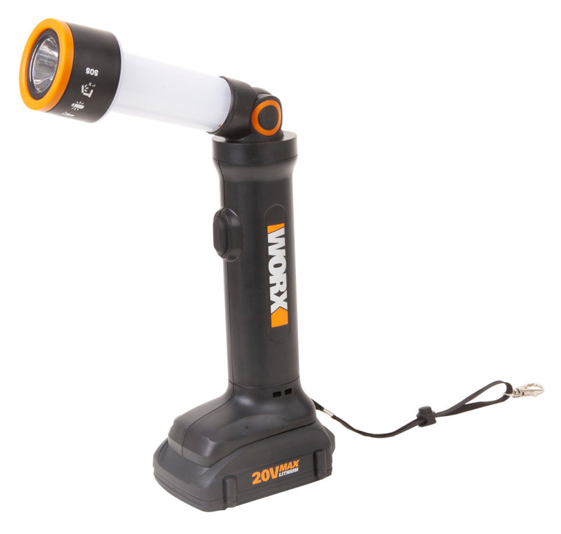 WORX Worx WX027L Multi-Function Flashlight, 1.5 Ah, Lithium-Ion Battery, LED Lamp, 130, Black TOOLS WORX