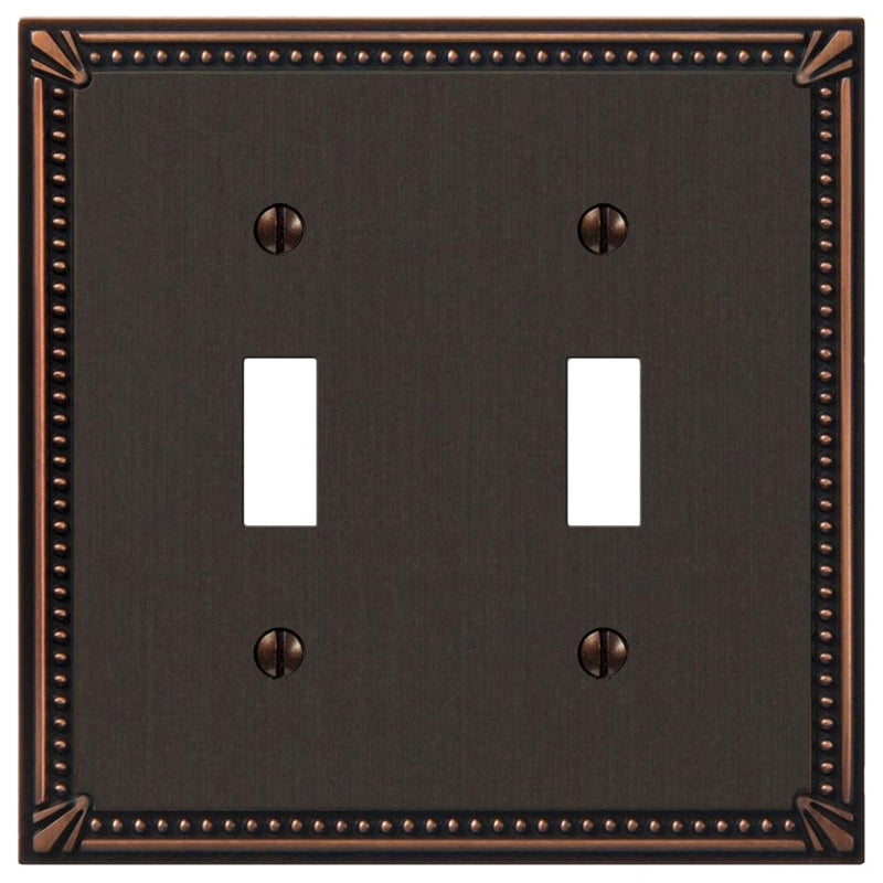 AMERELLE Amerelle Imperial 74TTDB Wallplate, 4-13/16 in L, 4-13/16 in W, 2 -Gang, Metal, Aged Bronze ELECTRICAL AMERELLE