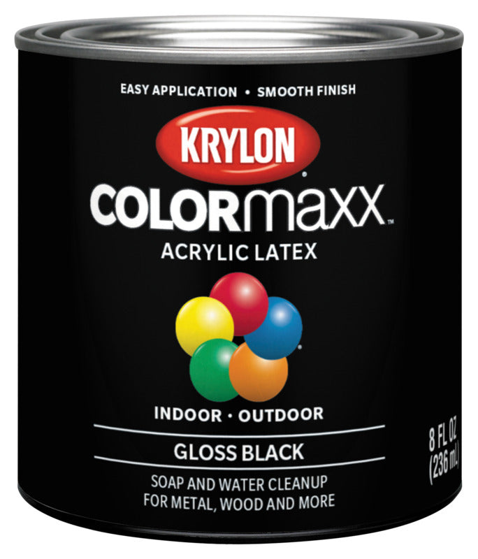 KRYLON Krylon K05605007 Paint, Gloss, Black, 8 oz, 25 sq-ft Coverage Area PAINT KRYLON