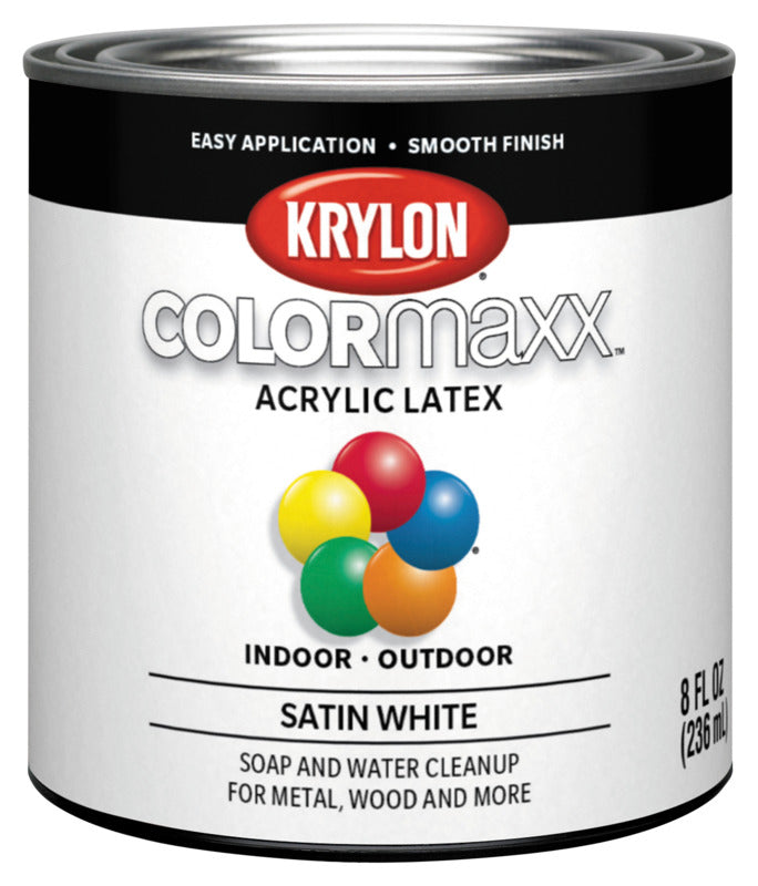 KRYLON Krylon K05615007 Paint, Satin, White, 8 oz, 25 sq-ft Coverage Area PAINT KRYLON