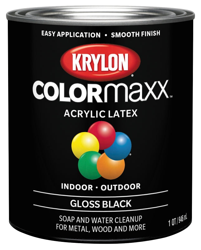 KRYLON Krylon K05617007 Paint, Gloss, Black, 32 oz, 100 sq-ft Coverage Area PAINT KRYLON