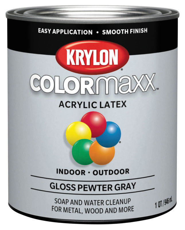 KRYLON Krylon K05644007 Paint, Gloss, Pewter Gray, 32 oz, 100 sq-ft Coverage Area PAINT KRYLON