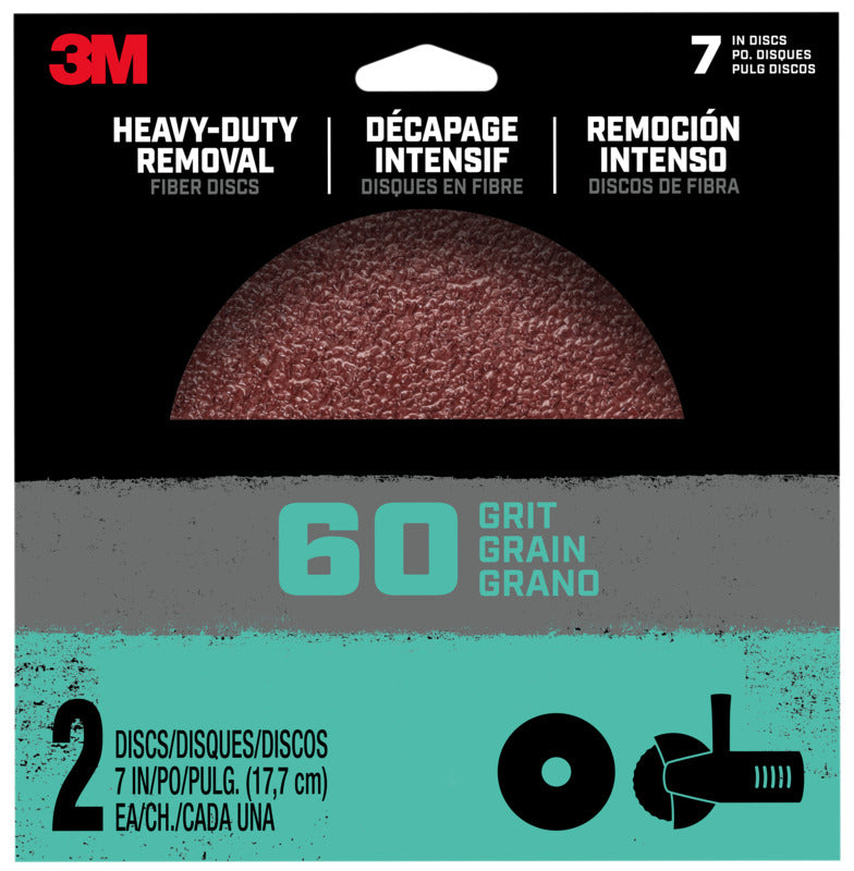 3M 3M Hookit FBRDISC7IN60 Grinding Disc, 7 in Dia, 60 Grit, Coarse, Fiber Backing, 8-Hole TOOLS 3M