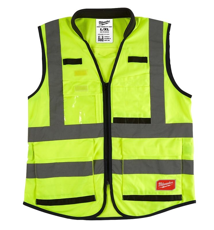MILWAUKEE Milwaukee 48-73-5042 High-Visibility Safety Vest, L, XL, Unisex, Fits to Chest Size: 42 to 46 in, Polyester, Yellow CLOTHING, FOOTWEAR & SAFETY GEAR MILWAUKEE   