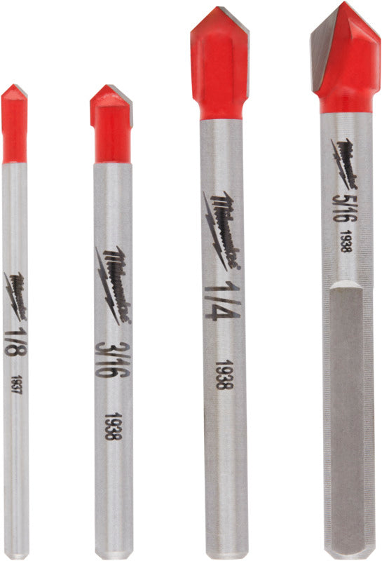 MILWAUKEE Milwaukee 48-20-8988 Series Drill Bit Set, Specifications: 3-Flat Shank, 4-Piece, Carbide TOOLS MILWAUKEE