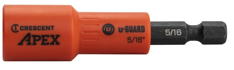 CRESCENT Crescent APEX u-GUARD CAUGN2DHX20 Covered Magnetic Nutsetter, 5/16 in Drive, 2.56 in L, Hex Shank TOOLS CRESCENT