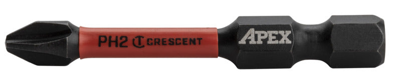 CRESCENT Crescent APEX Vortex CAVB2PH2-2 Impact Power Bit, #2 Drive, Phillips Drive, 1/4 in Shank, Hex Shank, 2 in L, Steel TOOLS CRESCENT