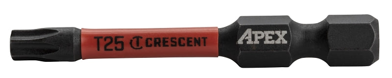 CRESCENT Crescent APEX Vortex CAVB2T25-2 Impact Power Bit, T25 Drive, Torx Drive, 1/4 in Shank, Hex Shank, 2 in L, Steel TOOLS CRESCENT