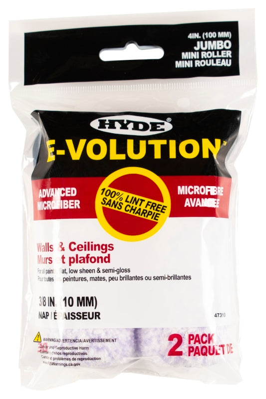 HYDE Hyde 47310 Jumbo Mini Roller Cover, 3/8 in Thick Nap, 4 in L, 2/PK PAINT HYDE