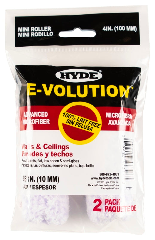 HYDE Hyde 47317 Mini Roller Cover, 3/8 in Thick Nap, 4 in L, 2/PK PAINT HYDE