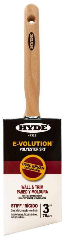HYDE Hyde 47323 Paint Brush, Oval, Stiff Brush, 3 in L Bristle, Polyester Bristle, 6/PK PAINT HYDE