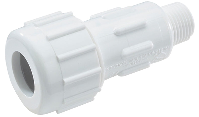 B & K INDUSTRIES NDS Flo-Control Series CPA-1250 Adapter, 1-1/4 in, Compression x MPT, PVC, White PAINT B & K INDUSTRIES