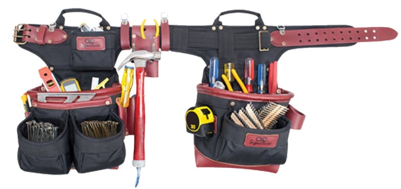 HULTAFORS CLC Signature Elite Series 54560 Adjustable Tool Apron, 32 to 41 in Waist, Leather/Nylon, Black/Chestnut, 19-Pocket TOOLS HULTAFORS
