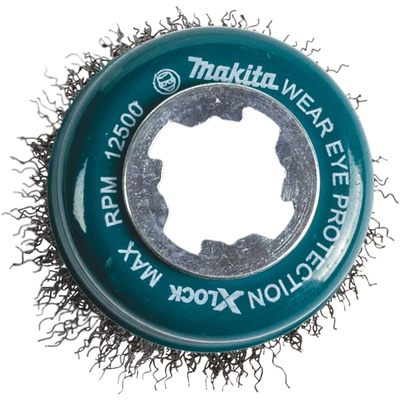 MAKITA Makita X-LOCK D-72637 Wire Cup Brush, 3 in Dia, Crimped Bristle, 0.012 in Dia Bristle, Carbon Steel Bristle TOOLS MAKITA