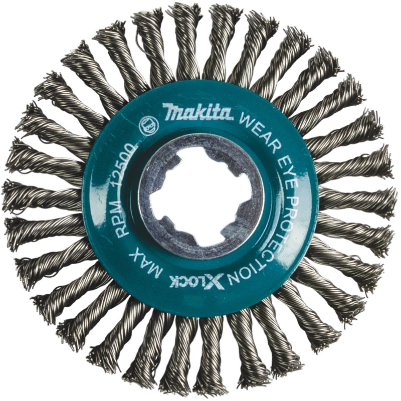 MAKITA Makita X-LOCK D-72659 Wire Wheel Brush, 4-1/2 in Dia, Stringer Bead Twist Bristle, 0.02 in Dia Bristle TOOLS MAKITA