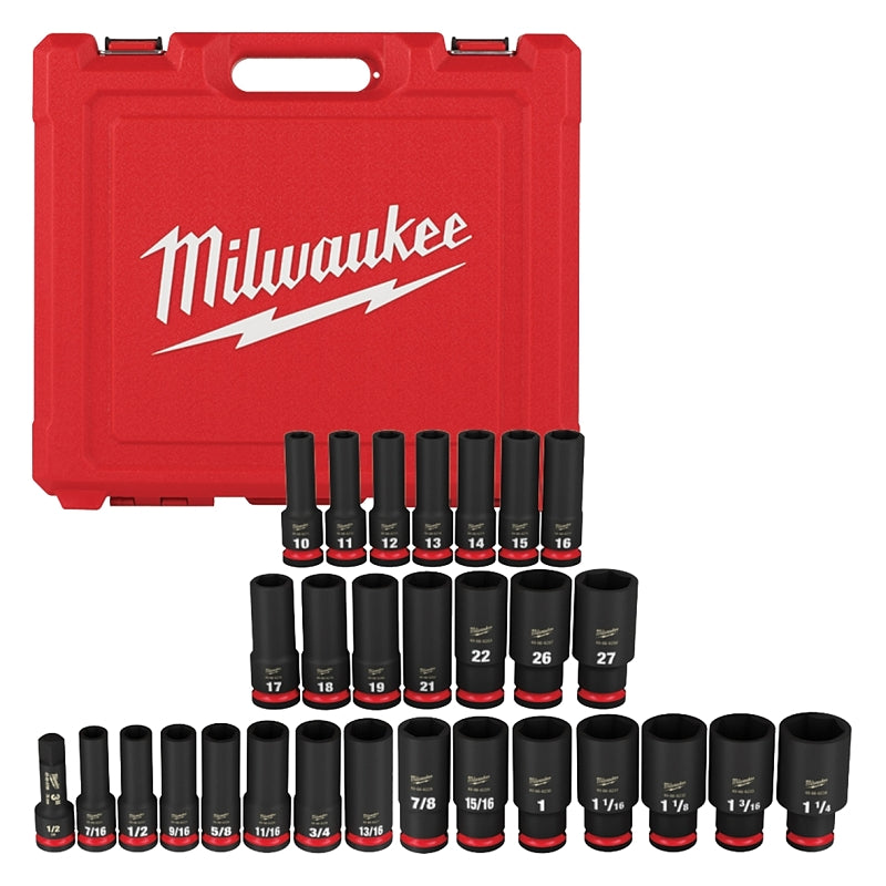 MILWAUKEE Milwaukee 49-66-7016 SHOCKWAVE Impact Duty Series Socket Set, Chrome Molybdenum Steel, 1/SET