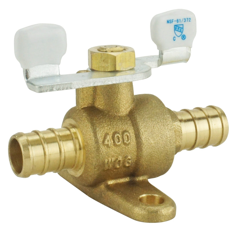 APOLLO Apollo Valves APXV34T Ball Valve with Tee Handle and Mounting Pad, 3/4 in Connection, Barb, 200 psi Pressure, Brass Body